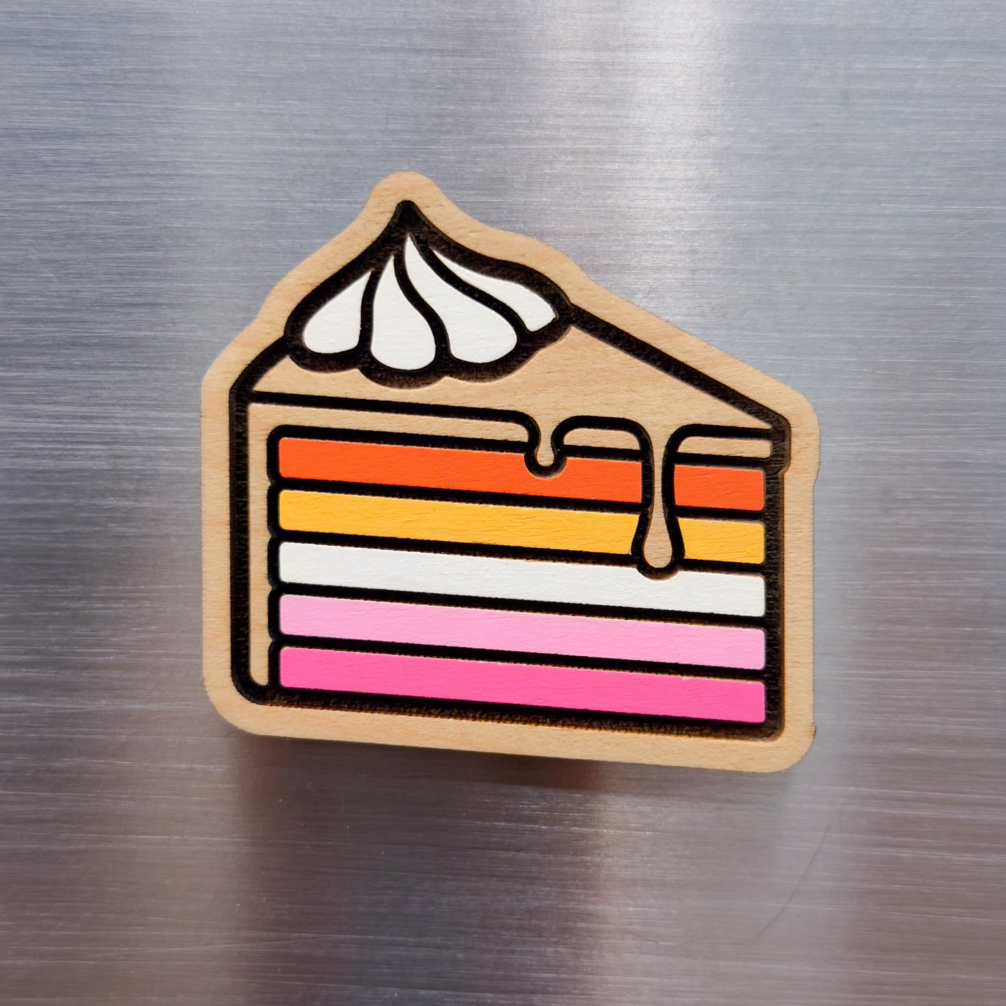 Lesbian Pride Cake Slice Painted Magnet
