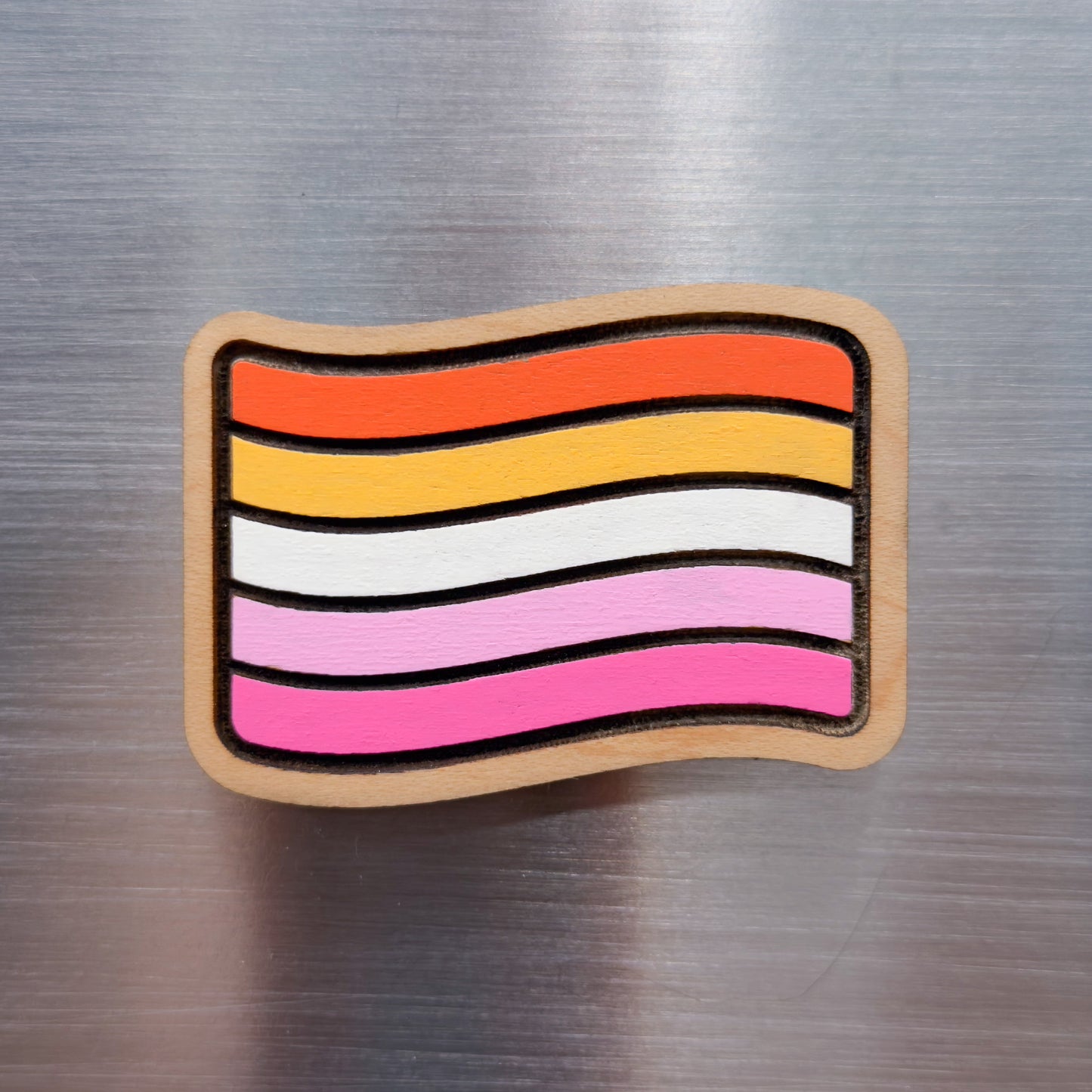 Lesbian Pride Flag Painted Magnet