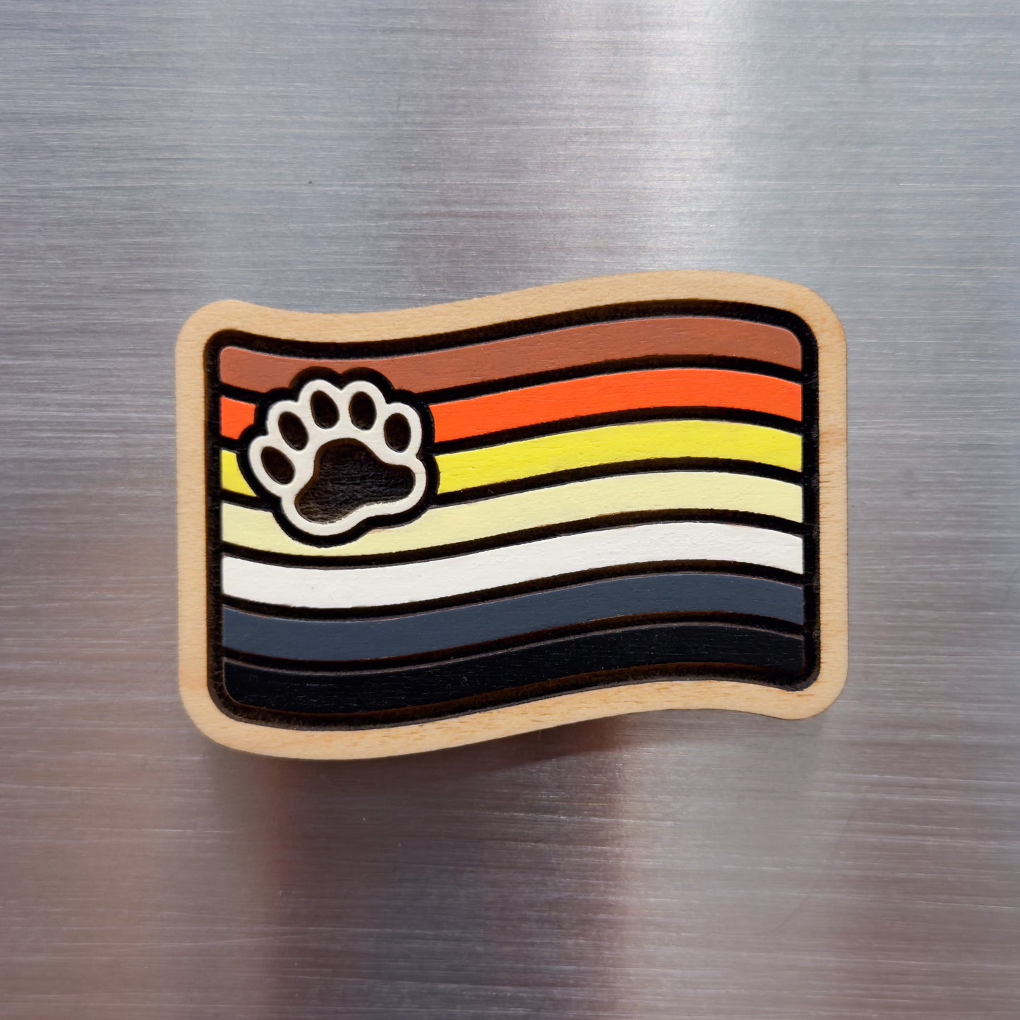 Bear Pride Flag Painted Magnet