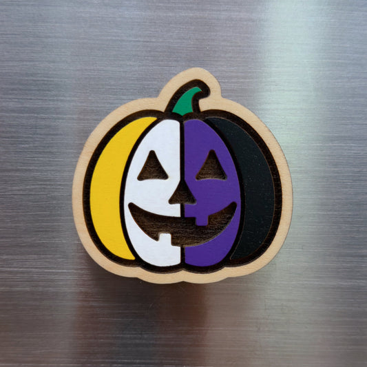 Non-Binary Jack-o-Lantern Painted Magnet