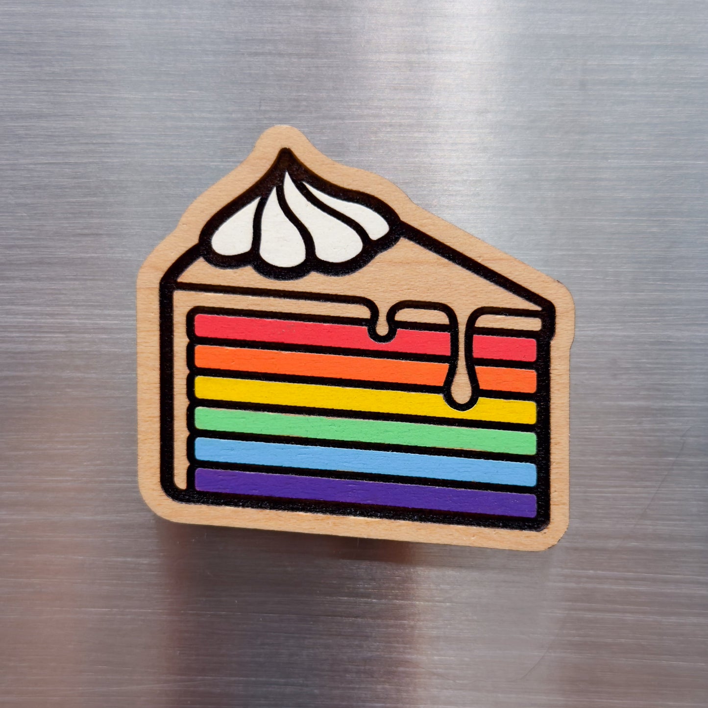 Pride Cake Slice Painted Magnet
