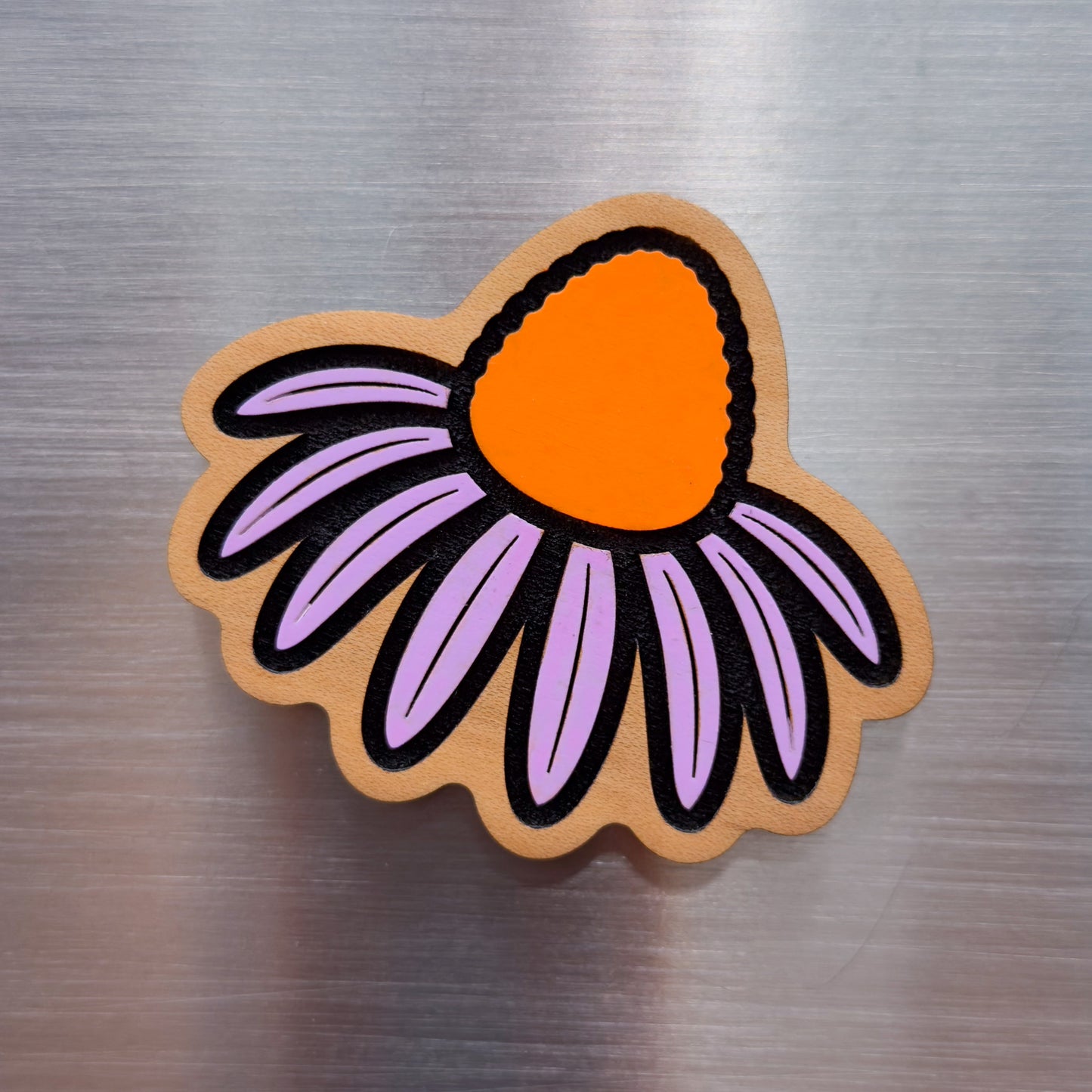 Purple Coneflower Painted Magnet