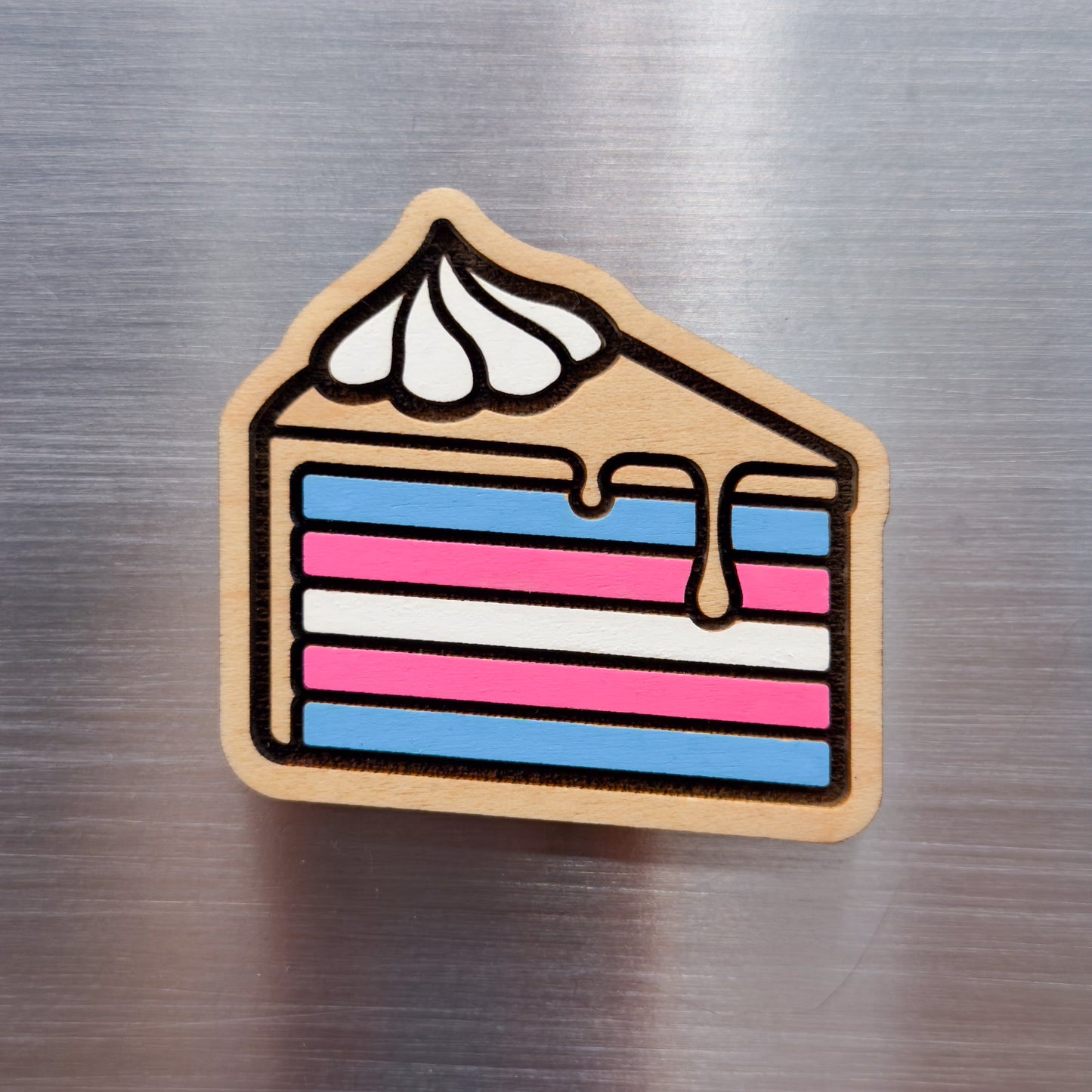 Trans Pride Cake Slice Painted Magnet